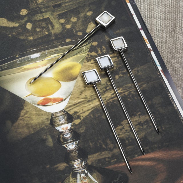 Spiga 4-Piece Set Cocktail Picks , Nickel For Sale - Image 4 of 6