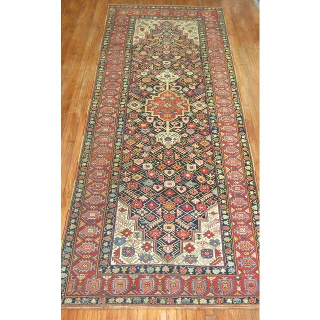 19th Century Zabihi Collection Geometric Karabagh Runner - 4'6" x 12'7" For Sale - Image 9 of 10
