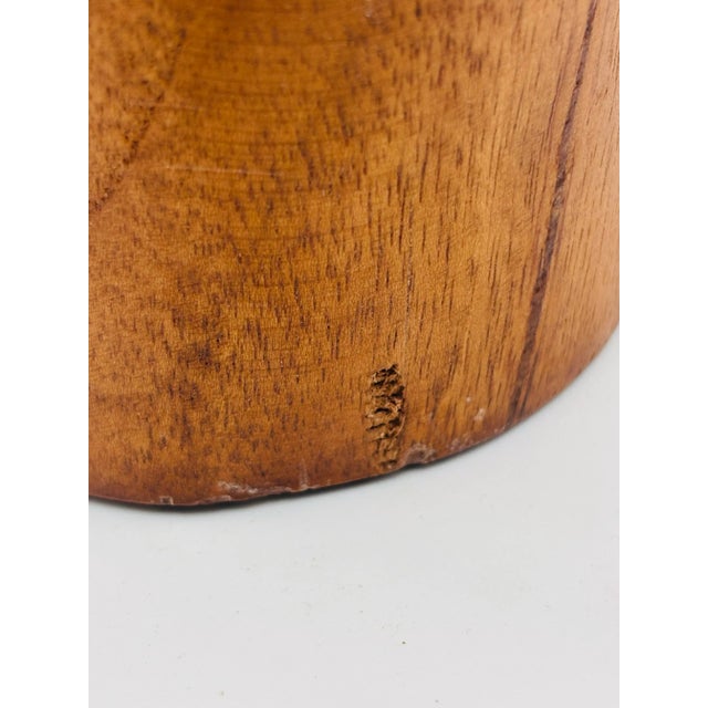 Vintage Mid Century Turned Teak Vase For Sale - Image 4 of 5