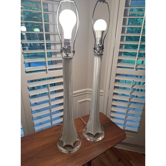 Vintage Lucite Cased Glass Column Table Lamps - a Pair For Sale - Image 9 of 9