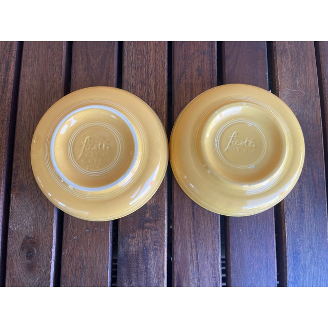 1930s Vintage 1937-51 Homer Laughlin Fiesta Fiestaware Yellow Dessert Bowls - Pair For Sale - Image 5 of 5