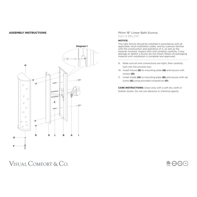 Barbara Barry for Visual Comfort Signature Phinn 18" Linear Bath Sconce in Modern Iron with White Glass For Sale - Image 9 of 9