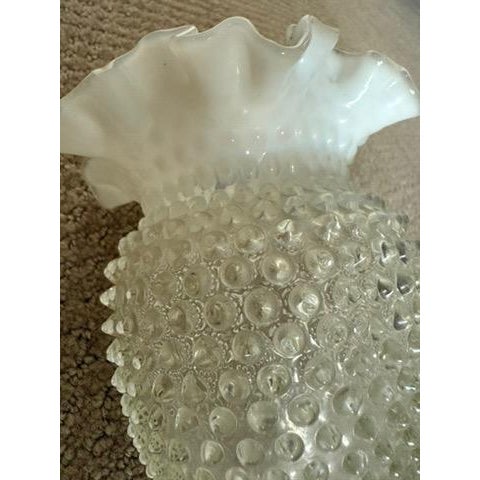 Vintage Fenton Art Glass 6" Tall Opalescent Hobnail Vase Ruffled Top Circa 1960's For Sale - Image 12 of 12