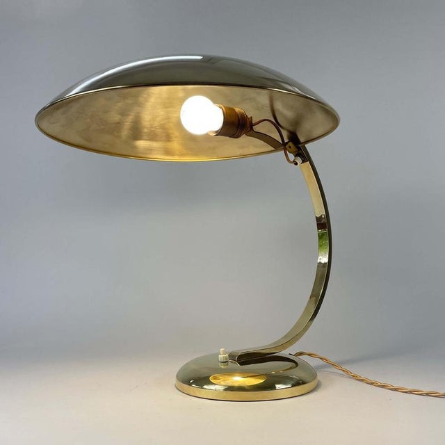 Art Deco Bauhaus Brass Gleibo Table Lamp attributed to Hillebrand, Germany, 1930s For Sale - Image 9 of 17