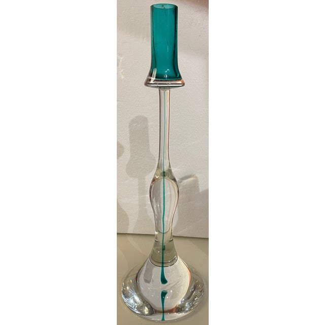 Rare Set of 6 Signed Vintage Gino Cenedese Murano Sommerso Glass Candlesticks For Sale In San Francisco - Image 6 of 15
