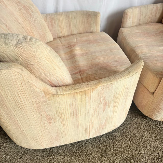 Postmodern Light Pink Sculpted Lounge Chairs by Carson’s - A Pair For Sale - Image 9 of 12