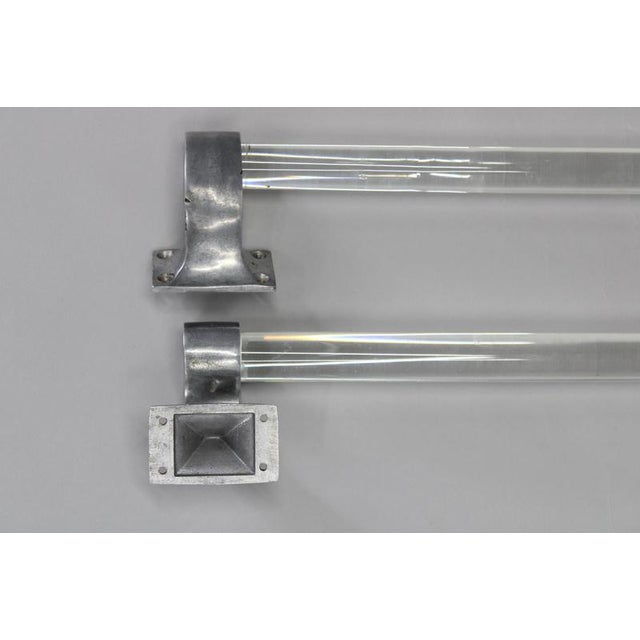 Metal Vintage Art Deco Clear Glass Handles with Metal Mounts, 1930s, Set of 2 For Sale - Image 7 of 10