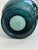 Mid-Century Modern Vintage Teal Green Art Glass Vase With Clear Applied Scroll Handles For Sale - Image 3 of 7