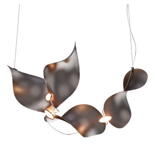 Dune 4 Curve Chandelier with Shades in Dark Bronze Metallic Tone by Daniel Becker for Moss Objects For Sale