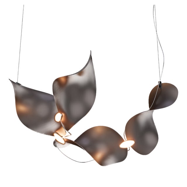 Dune 4 Curve Chandelier with Shades in Dark Bronze Metallic Tone by Daniel Becker for Moss Objects For Sale