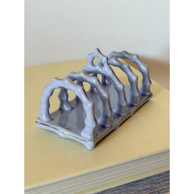 Antique French Limoges Lavender Blue Ceramic Toast Rack / Letter Holder For Sale - Image 11 of 14