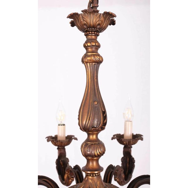 Antique Eight Bulbs Chandelier with Floral Decoration For Sale - Image 3 of 5