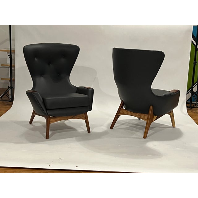 Dark Green Adrian Pearsall Wing Chairs Model 2231-C, Pair For Sale - Image 8 of 12