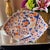 Hand-painted antique Imari leaf plate in fan and flower design // Arita plate // decorative plate // gilt edge // blue and white with orange For Sale - Image 15 of 17