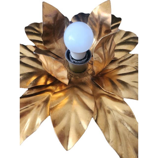 Hollywood Regency Florentine Flower-Shaped Gilt Flush Mount from Hans Kögl, Italy, 1960s For Sale - Image 10 of 18