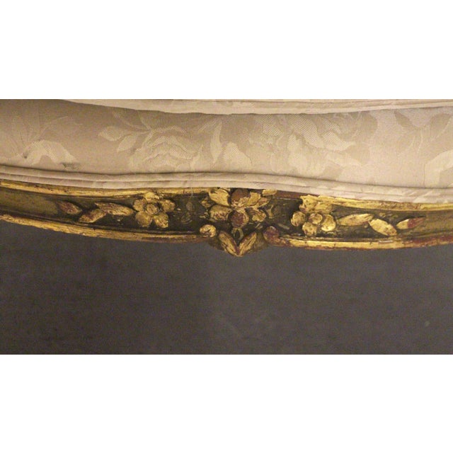 Antique Carved Wood Stuffed Wing Back Chair For Sale - Image 6 of 9