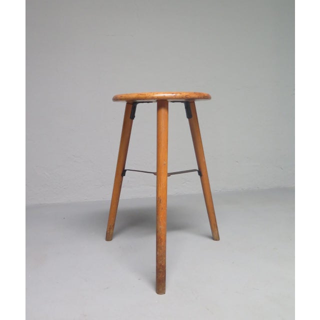 Tall Wooden 3-Legged Stool, 1950s, in Flawless conditions. Designed 1960 to 1969