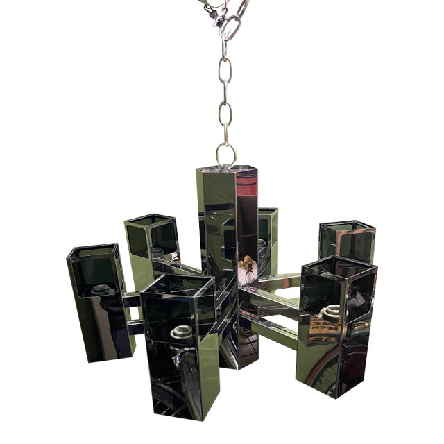 Vintage 1970’s Mid Century Fredrick Ramond Chrome Chandelier For Sale