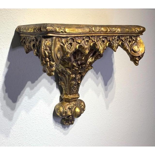 Large Renaissance Revival Ornate Gilt Wall Shelf / Corbel | Chairish