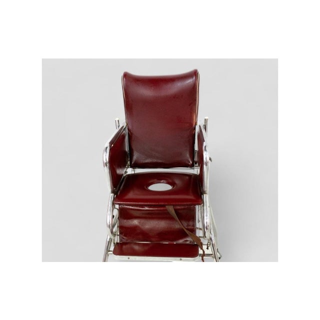 Vintage High Chair in Burgundy Leather with Tray and Potty, 1970s For Sale - Image 6 of 7