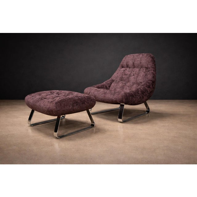 Mp-163 “Earth” Lounge Chair With Ottoman in Tufted Velvet Upholstery, Percival Lafer, 1976 For Sale - Image 13 of 15