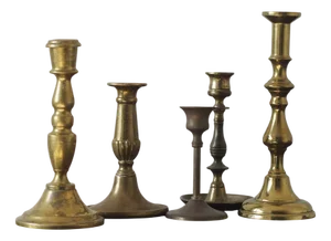 Vintage Brass Candlesticks, 1960s, Set of 5