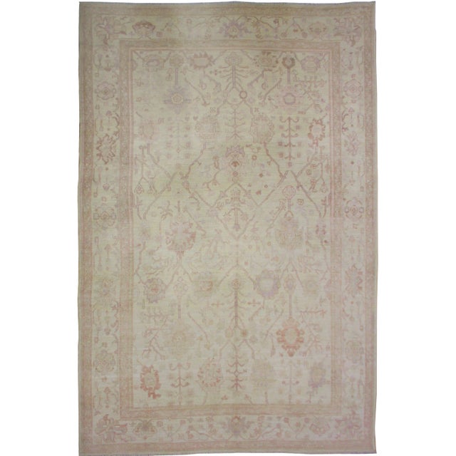 Hand Knotted Fine Oushak Rug - 9′2″ × 12′5″ For Sale