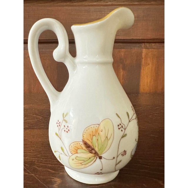 Victorian Vintage Mid 20th Century Hand Painted White Porcelain Creamer For Sale - Image 3 of 12
