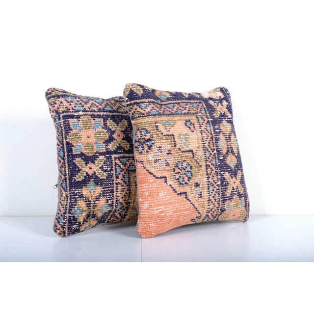 Oushak Rug Cushion Cover - A Pair Elevate your home decor with these exquisite 16" x 16" pillow covers crafted from...