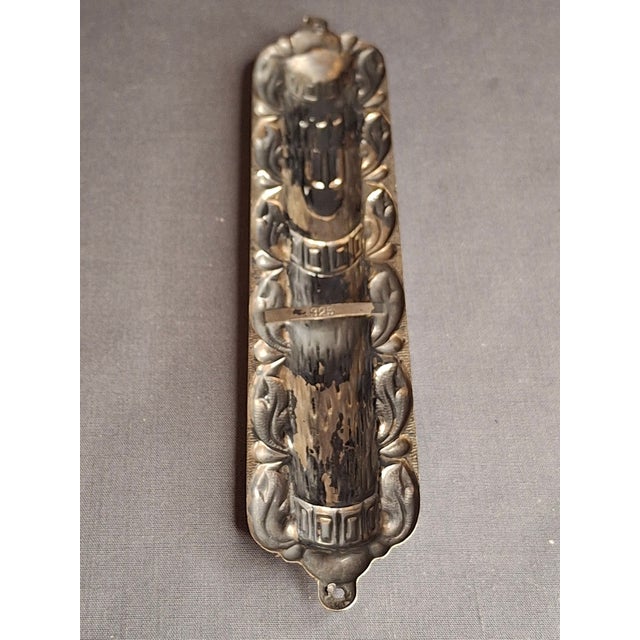 Sterling Silver 925 Repousse Mezuzah Case 6" Bark & Scrollwork For Sale - Image 12 of 13