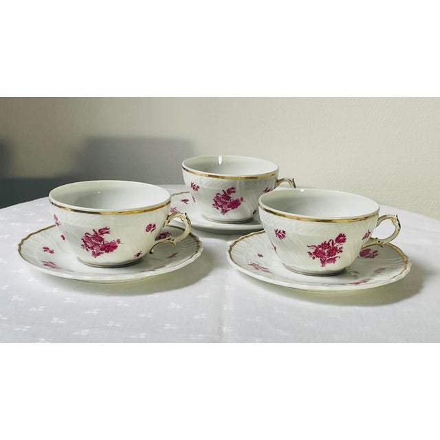 Vintage Richard Ginori 'Chinese Bouquet' Tea Cup and Saucer - Set of 3 For Sale - Image 12 of 17