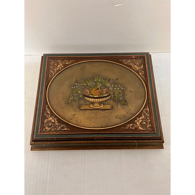 Italian 1970s Vintage French Italian Florentine Jewelry Accessory Wood Trinket Box For Sale - Image 3 of 9