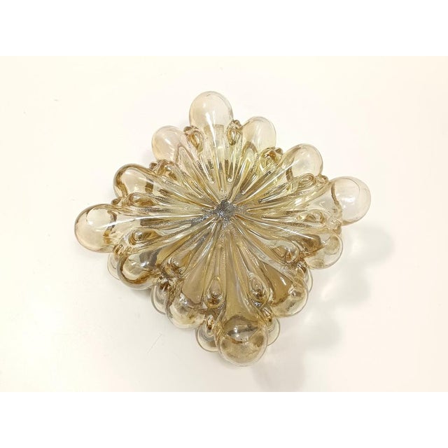 Ceiling Light in Amber Glass and Gold Varnished Metal by Helena Tynell, 1970s For Sale - Image 4 of 11