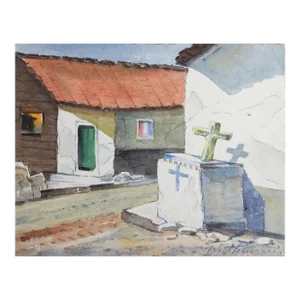 1970s Village Street Painting by Walt Peters