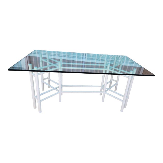 1970's Vintage Bamboo Style Wood Dining Table For Sale