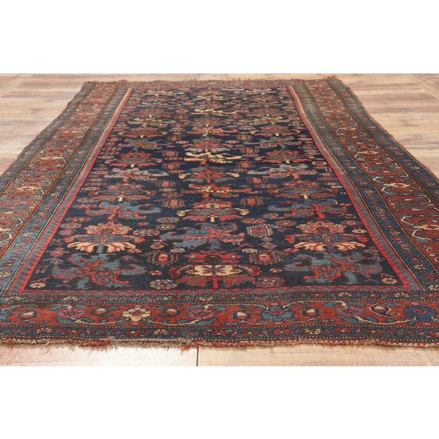 Navy Blue 1880s Antique Persian Bijar Rug, 05'03 X 09'07 For Sale - Image 8 of 9