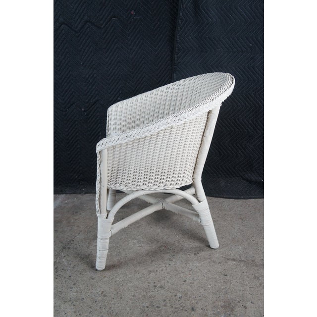 White Late 20th Century 2 Wicker White Painted Boho Chic Cottage Farmhouse Patio Armchairs For Sale - Image 8 of 11