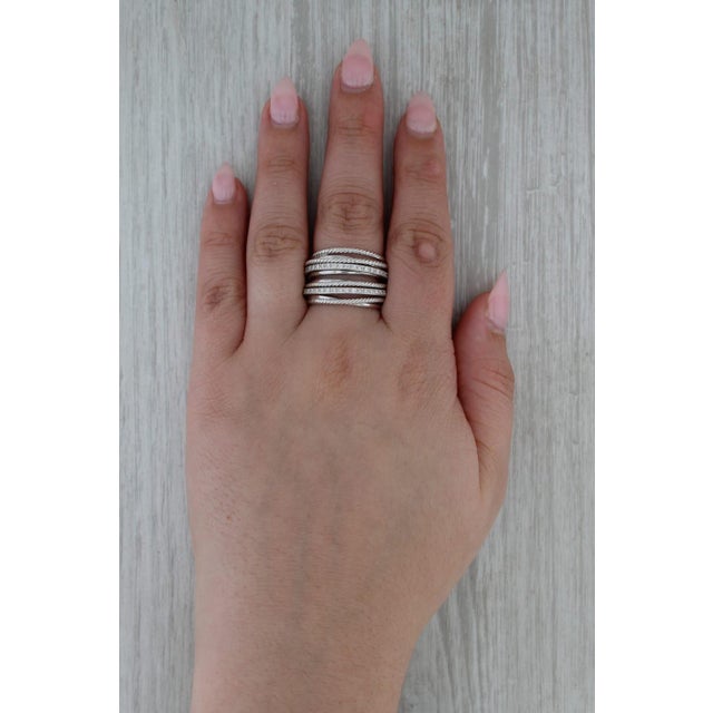Silver 0.30ctw Diamond David Yurman Crossover Ring Sterling Silver Multi-Band Size 9.25 For Sale - Image 8 of 8