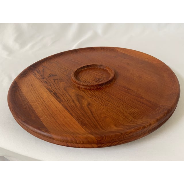 Dansk Jens Quistgaard Danish Design Teak Tabletop Lazy Susan Serving Tray For Sale - Image 4 of 6