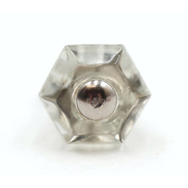 Vintage 0.875 In. Hexagon Glass Cabinet Drawer Knob Set For Sale - Image 4 of 5