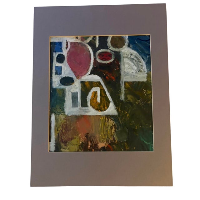 Mid-Century Abstract Painting in the Manner of Kandinsky, Unframed For Sale - Image 6 of 6