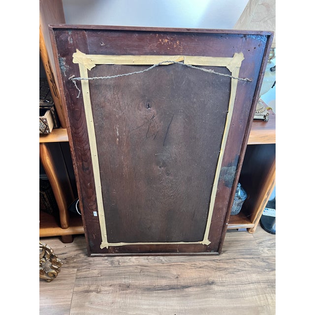 Wood American Federal Mahogany Wall Mirror With Fan Inlay, Original Hand Silvered Glass, Circa 1810–1825 For Sale - Image 7 of 9