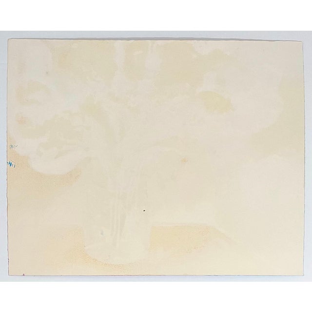 Calman Shemi, Unique Modernist Israeli Still Life Monoprint Painting Calman Shemi Vase Flowers, c. 20th century For Sale In Miami - Image 6 of 6