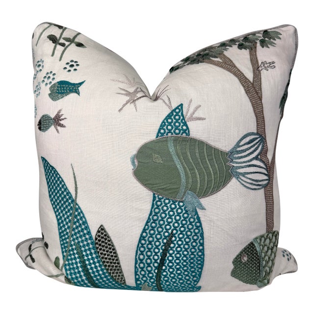 Brunschwig & Fils "Lyford Cay" in Seafoam 22" Pillows-a Pair For Sale