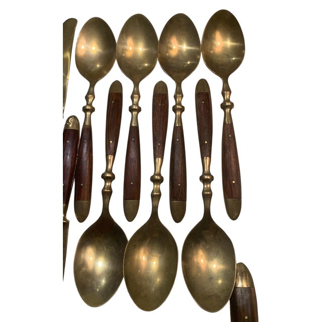 Wood 1980s Lord Nelson Marco Polo Bronze and Rosewood Flatware - 50 pcs For Sale - Image 7 of 12