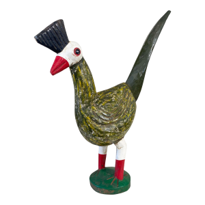 African Hand Carved Wood Colorful Bird /Rooster Bozo Bamana 24" H