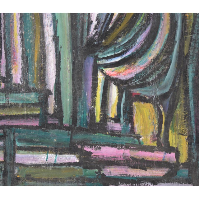 Mid 20th Century Bay Area Abstract Expressionist Composition in Oil on Cardboard by Honora Berg For Sale - Image 5 of 7