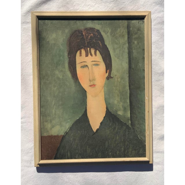 1950s Mid 20th Century After Amedeo Modigliani Expressionist Portrait Fine Art Print on Linen For Sale - Image 5 of 13