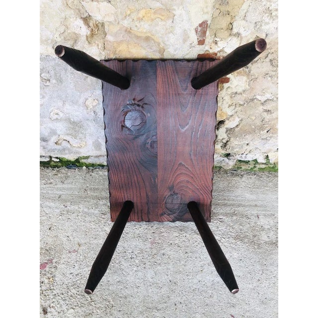 Mid-Century French Rustic Side Table on Tapered Legs For Sale - Image 9 of 13