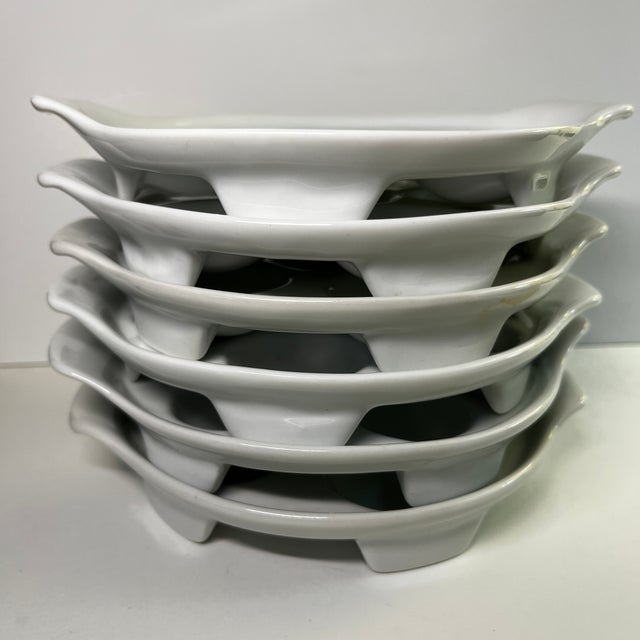 French Vintage French Escargot Mushroom Dishes- Set of 6 For Sale - Image 3 of 4